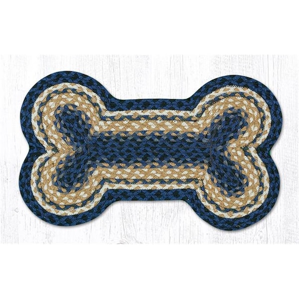 Palacedesigns 13 x 22 in. Light Blue & Dark Blue Mustard Medium Jute Braid Dog Bone Shape Rug PA2850440 - main